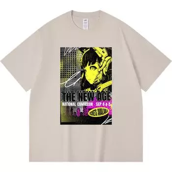 230GSM 100% Cotton T-Shirt The New Age Print Tees Funny Harajuku Style Combed Cotton Tshirt XS абрикосовый