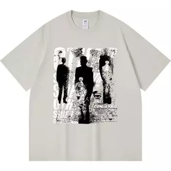 230GSM 100% Cotton T-Shirt THE OTHER SIDE Print Tees Funny Harajuku Style Combed Cotton Tshirt XS абрикосовый