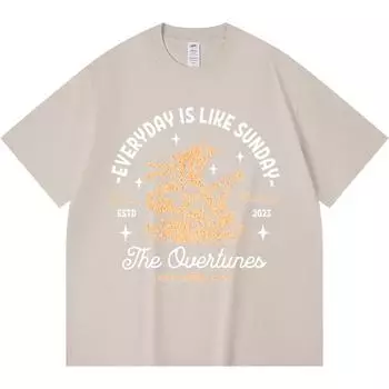 230GSM 100% Cotton T-Shirt The Overtunes Music Print Tees Funny Harajuku Style Combed Cotton Tshirt XS абрикосовый