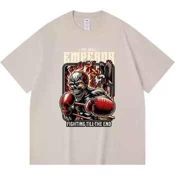 230GSM 100% Cotton T-Shirt The Skull Emperor Print Tees Funny Harajuku Style Combed Cotton Tshirt XS абрикосовый