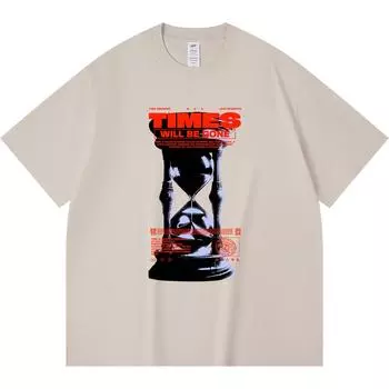 230GSM 100% Cotton T-Shirt Times Will Be Gone Print Tees Funny Harajuku Style Combed Cotton Tshirt XS абрикосовый