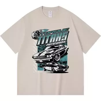 230GSM 100% Cotton T-Shirt Torque Titans Print Tees Funny Harajuku Style Combed Cotton Tshirt XS абрикосовый