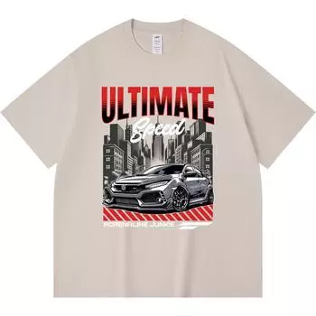 230GSM 100% Cotton T-Shirt Ultimate Speed Print Tees Funny Harajuku Style Combed Cotton Tshirt XS абрикосовый