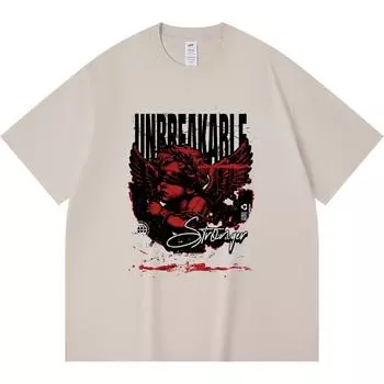 230GSM 100% Cotton T-Shirt Unbreakable Print Tees Funny Harajuku Style Combed Cotton Tshirt XS абрикосовый