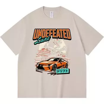 230GSM 100% Cotton T-Shirt Undefeated Lane Print Tees Funny Harajuku Style Combed Cotton Tshirt XS абрикосовый