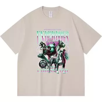 230GSM 100% Cotton T-Shirt Underdogs Gang Print Tees Funny Harajuku Style Combed Cotton Tshirt XS абрикосовый