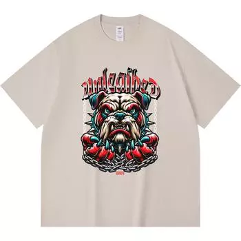 230GSM 100% Cotton T-Shirt Unleashed Print Tees Funny Harajuku Style Combed Cotton Tshirt XS абрикосовый