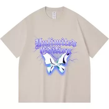 230GSM 100% Cotton T-Shirt Unlimited Edition Print Tees Funny Harajuku Style Combed Cotton Tshirt XS абрикосовый