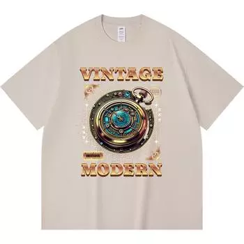 230GSM 100% Cotton T-Shirt Vintage Modern Print Tees Funny Harajuku Style Combed Cotton Tshirt XS абрикосовый