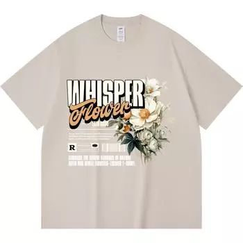 230GSM 100% Cotton T-Shirt Whisper Flower Streetwear Design Print Tees Funny Harajuku Style Combed Cotton Tshirt XS абрикосовый