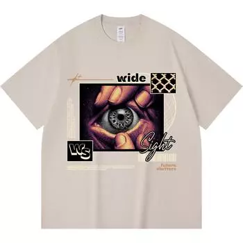 230GSM 100% Cotton T-Shirt Wide Sight Print Tees Funny Harajuku Style Combed Cotton Tshirt XS абрикосовый