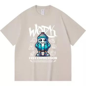 230GSM 100% Cotton T-Shirt Work Free Expresision Print Tees Funny Harajuku Style Combed Cotton Tshirt XS абрикосовый