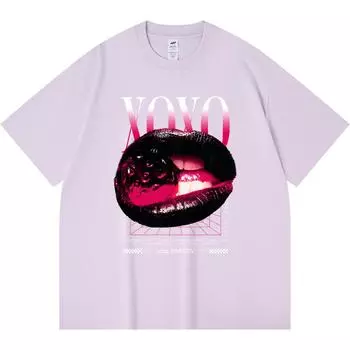 230GSM 100% Cotton T-Shirt Xoxo Print Tees Funny Harajuku Style Combed Cotton Tshirt XS абрикосовый