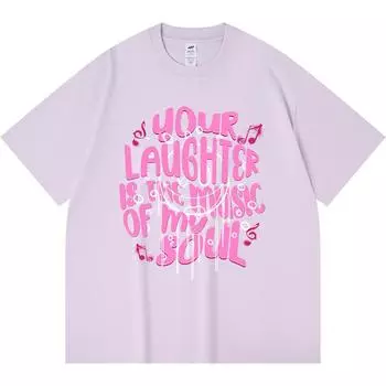 230GSM 100% Cotton T-Shirt Your laughter is the music of my soul Print Tees Funny Harajuku Style Combed Cotton Tshirt XS абрикосовый