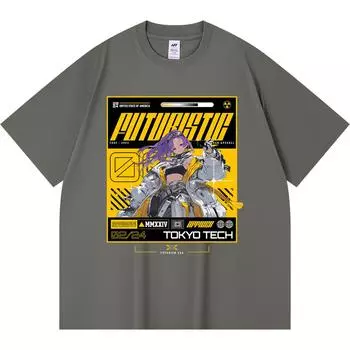 230GSM 100% Хлопок Футболка Женская Футболки Футуристический Принт Смешная Футболка Из Чесанного Хлопка В Стиле Харадзюку XS абрикосовый