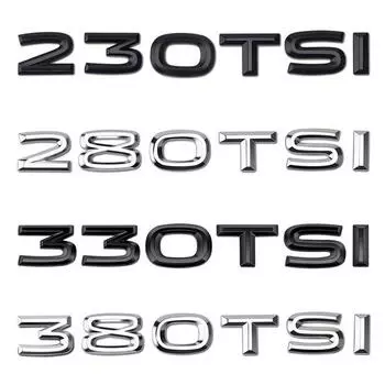 230TSI 280TSI 330TSI 380TSI автомобильный логотип наклейка багажник эмблема значок наклейка для гольфа Touareg Jetta Passat CC Vento Bora Beetle Polo 230TSI чёрный