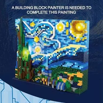 2320 шт., строительные блоки, украшения, синяя звездная ночь, креативные классические украшения для дома для взрослых, DIY кирпичи, рождественские подарки для детей зелёный/синий