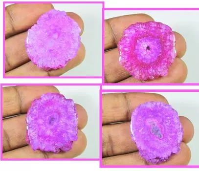 235Cts. Окрашенный солнечный друзовый агат 4 шт., кристальный драгоценный камень, лот 33-33 мм RQ-1106