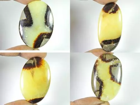 236Cts. Натуральный черный септарин овальный кабачон россыпью драгоценный камень 4 шт. лот 41-45 мм RQ-1263