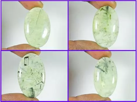 236Cts. Натуральный зеленый пренит овальный кабошон драгоценный камень россыпью 4 шт. лот 36-38 мм RQ-1282