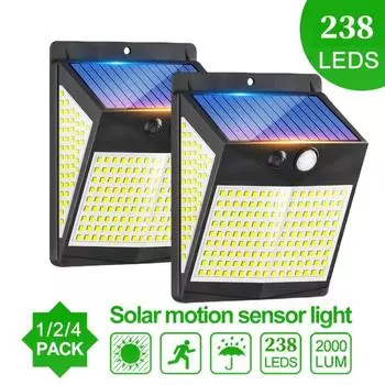 238 светодиодов Солнечный светильник с датчиком человеческого тела Водонепроницаемый настенный светильник с питанием от солнечного света 3 режима Садовый уличный светильник 1pcs