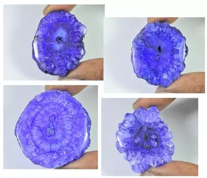 238Cts. Окрашенный солнечный друзовый агат 4 шт., кристальный драгоценный камень, лот 33-34 мм RQ-1105