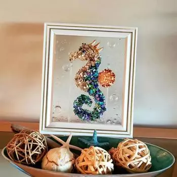 23*18cm DIY Photo Frame Kit Sea Glass Decor Painting Set Photo Frame Home Decor DIY Kit For Beach Lovers Handicraft Enthusiasts