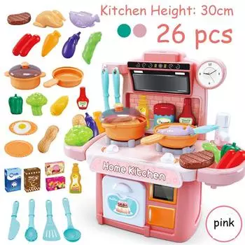 23/26 шт. кухонный игровой набор, игрушечный кухонный набор со световым звуковым эффектом 23pcs розовый