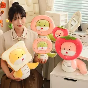 23/33 см мультяшный яблочный хлеб пончик головной убор змея плюшевые игрушки мягкая милая удобная кукла девочка мальчик креативный подарок украшение рун 23cm