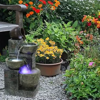 23,6-дюймовые 4-уровневые каскадные чаши фонтан бассейн садовый водный бассейн фонтан плавающий открытый бассейн для птиц патио ландшафт небольшие фонтаны