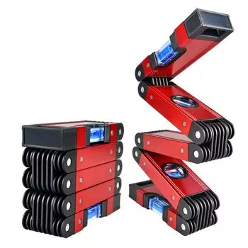 23,74 дюйма. Многоугольный измерительный инструмент для деревообработки, 5-секционный складной карманный пластиковый уровень с пузырьками 45°/90°/180° как