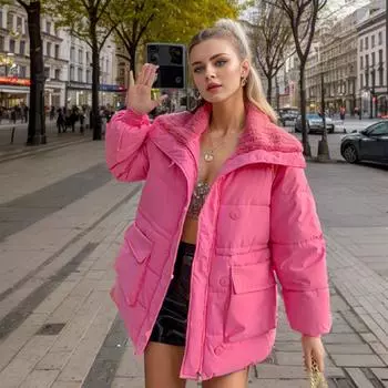 23 года четырехсезонной зеленой утолщенной стеганой куртки, стеганая куртка женская корейская версия, свободная пуховая хлопковая студенческая куртка из хлеба, зимняя куртка M белый