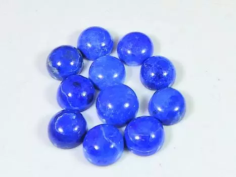 23 карата натуральный голубой лазурит круглый кабошон драгоценный камень россыпью 11 шт. лот 7X7 мм RQ-1881