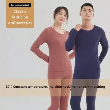 23 Комплект термобелья из немецкого бархата осень/зима: Женская двухсторонняя бархатная и мужская приятная для кожи высокоэластичная осенняя одежда и брюки. Women s suit, S чёрный