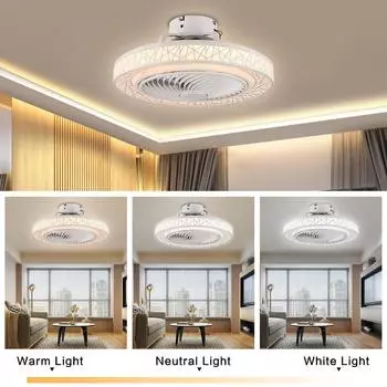 23 Низкий напольный потолочный светильник с вентиляторами Современный пульт дистанционного управления Потолочный вентилятор Освещение Гостиная Спальня Электрический вентилятор Светильник с регулировкой яркости 60W&110-120V белый