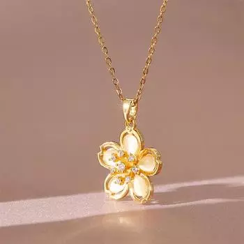 23 Опаловое пятилепестковое ожерелье для женщин, свежий и натуральный, универсальный, изысканный кулон, цепочка на ключицу, аксессуары