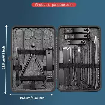 23 pcs Stainless Steel Nail Cutter and Pedicure Scissors Set - Portable Manicure and Pedicure Tool Set with Eagle Hook