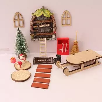 23 шт./компл. кукольный домик мини ретро эльф ворота модель рождественские сани карманные дверные украшения миниатюрная сцена рождественские детские игрушки сделай сам декор