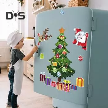 23 шт./компл. Магнит на холодильник с рождественской елкой, водонепроницаемый, Рождественская елка, Санта-Лось, подарочная коробка, магнит на холодильник, домашняя кухня, холодильник, праздничное украшение для вечеринки 1 Set