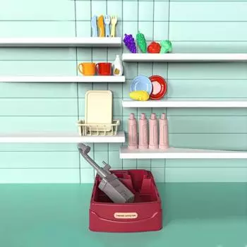 23 шт./компл. Премиум-аксессуары для игрушек Play House Toys Kids Simulation Посудомоечная машина Игрушечный набор зелёный