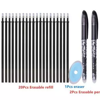 23 шт./компл., стержень для стираемой гелевой ручки, стержень 0,5 мм, синие, черные чернила, моющаяся ручка, волшебная стираемая ручка для школьных и офисных канцелярских принадлежностей 23pcs set синий