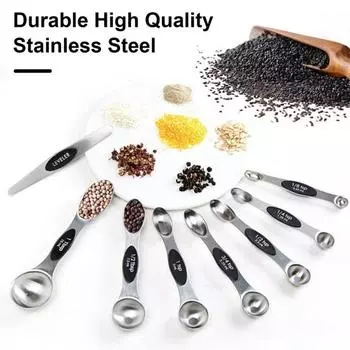 23 шт. набор мерных стаканов и ложек из нержавеющей стали 8 вложенных стаканов 9 ложек 5 мини-ложек весы кухонные гаджеты для приготовления выпечки чёрный