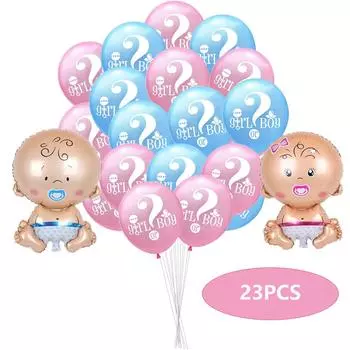 23 шт., украшения для выявления пола, воздушные шары для вечеринки-детский душ/день рождения, украшения, розовый, синий фольгированный шар и латексные шары