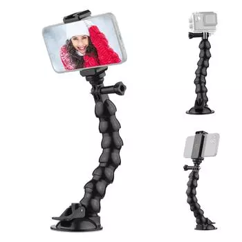 23 см/9,1 дюйма Гибкое крепление на присоске для лобового стекла Крепление для телефона на присоске с вращением на 360 градусов чёрный