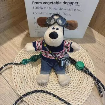 23 см большая плюшевая игрушка собака камера подвеска - стиль через плечо с задней клипсой