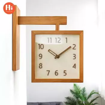 23 см Часы Настенные двухсторонние часы из цельного дерева Тихая гостиная Домашние простые современные японские часы Настенные двухсторонние часы