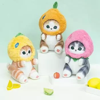 23 см милая акула кошка превращается в клубнику, апельсин, чернику, ананас, плюшевые игрушки, мультяшные фрукты, животные, мягкие куклы, подарок на день рождения 23cm