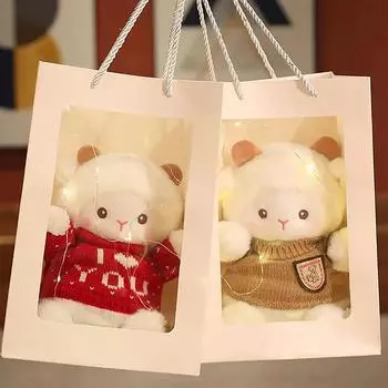 23 см милая овечка плюшевая кукла пушистая мягкая игрушка в виде животного подарок на день святого валентина день рождения с сумкой украшение для дома на вечеринку