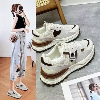 23 весенние новые туфли для папы на толстой подошве, женские дышащие туфли Форрест Гамп, повседневная обувь в корейском стиле с круглым носком, студенческая спортивная обувь 35