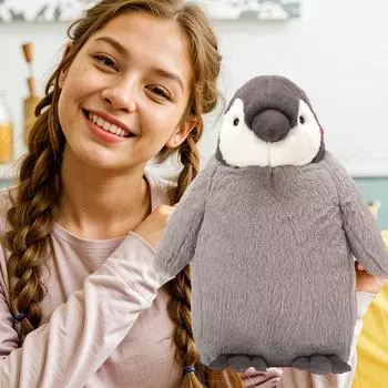 23cm Cute Furry Simulation Gray Penguin Plush Toy Doll One Size